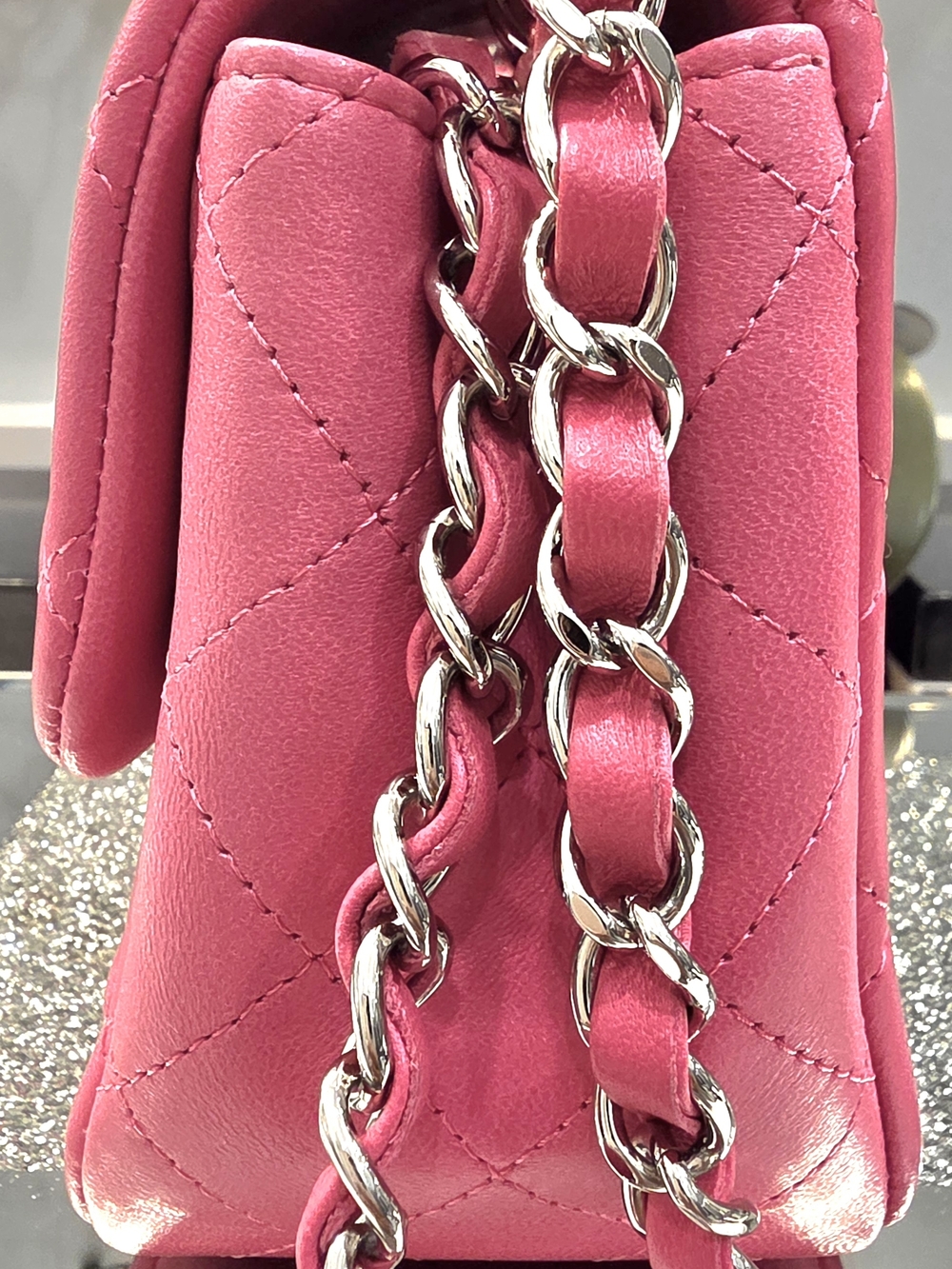 CHANEL Pink Quilted Mini Flap Bag with Gold CC - Picture 5 of 17